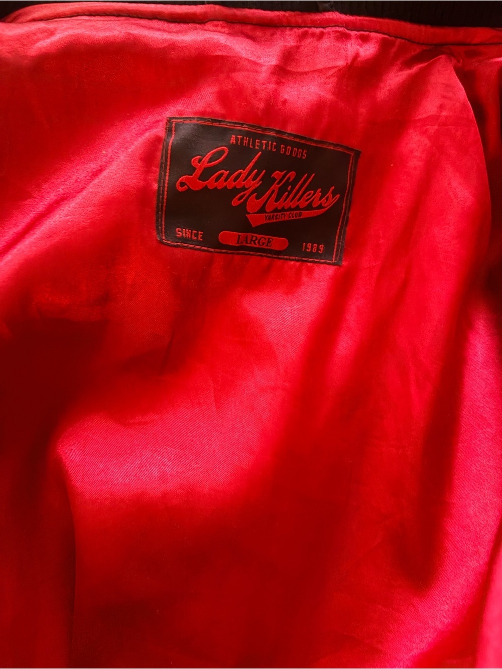 Lady Killer Men's Black Varsity Bomber Jacket - Picture 3 of 5